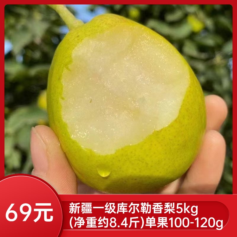新疆一级库尔勒香梨5kg（净重约8.4斤） 单果100-120g